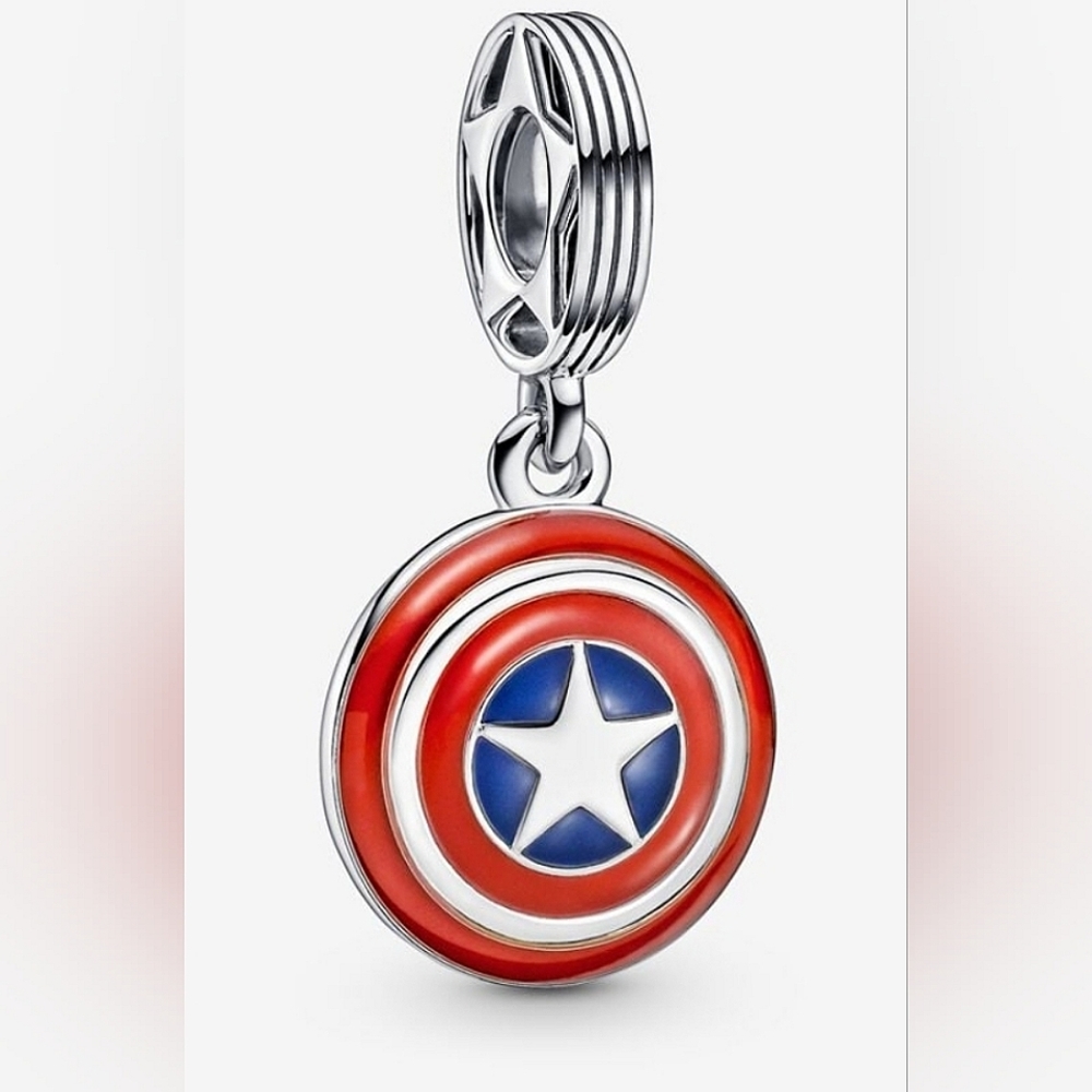 Authentic NEW Pandora The Avengers Captain America Shield Dangle Charm